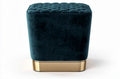 Ottomane van groen fluweel met gouden basis 45 x 45 x 45cm