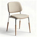 Stapelbare eetstoel van fabric en metaal met houten poten beige 53 x 47 x 81cm