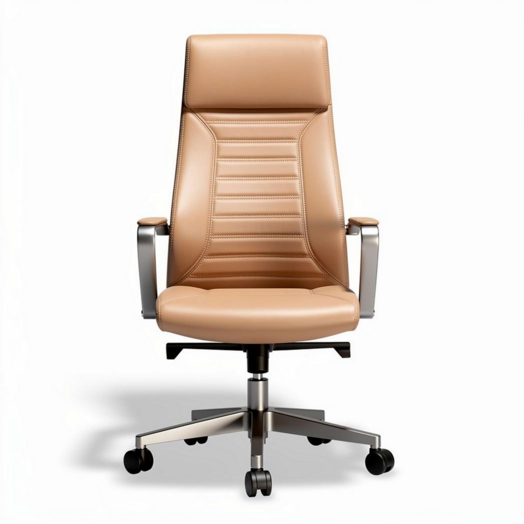 Bureau stoel van kunstleer met verstelbare hoogte en armleuningen beige 50 x 50 x 120cm
