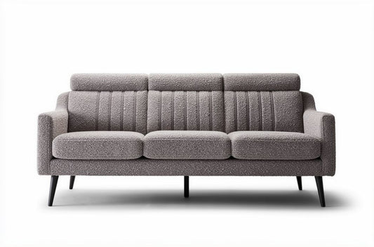 Grijs stoffen bank met verticale stiksels 200 x 85 x 80cm